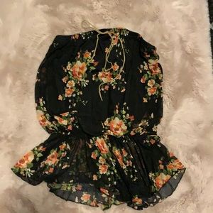 Sleeveless black floral top